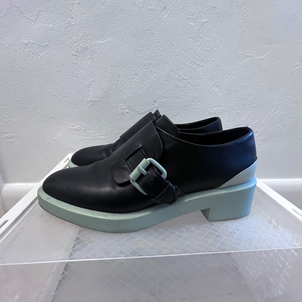Black Leather Women's Shoes with Buckle